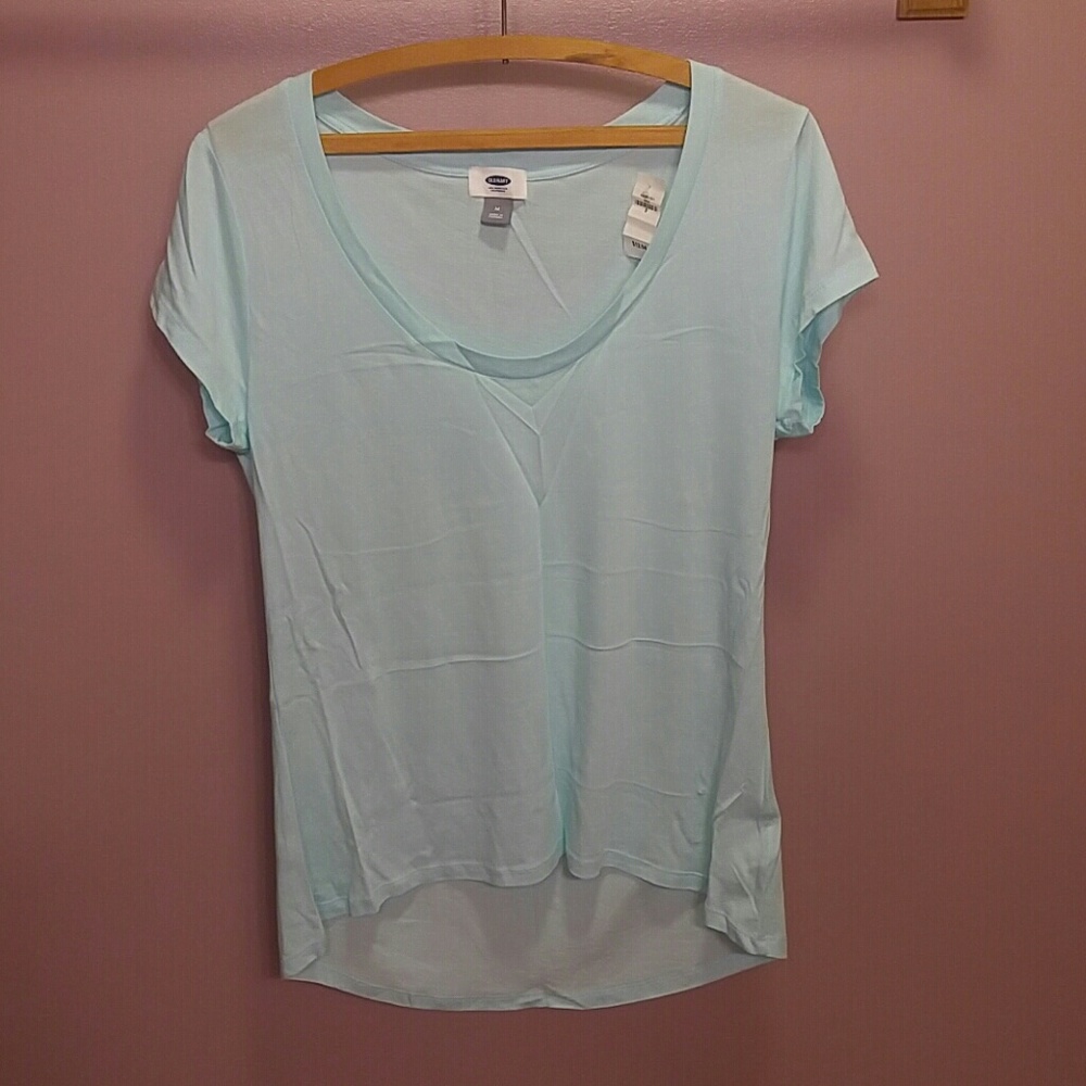 Aqua scoop neck tee